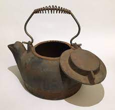 Antique Cast Iron Tea Kettle Primitive Camp Steampunk Vintage Home Decor Rustic Vintage Home Decor Vintage Tea Kettle Vintage Home Decor Boho