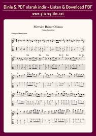 Mevsim Bahar Olunca Gitar Nota Tab Gitaregitim Net Notalara Dokulmus Muzik Gitar Muzik