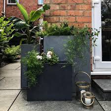 Next day delivery across the uk. Raised Contemporary Light Concrete Black Trough Planter By Idealist Lite H40 L50 W20 Cm 40 Ltrs Cap From 49 99 Getpotted Com