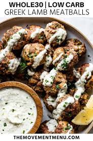 Greek Lamb Meatballs Whole30 Keto The Movement Menu Lamb Meatballs Greek Ground Lamb Recipes Lamb Meatballs