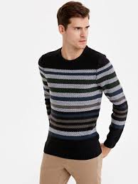 Slim Fit Cizgili Ince Triko Kazak Lc Waikiki Moda Kapusonlu Triko