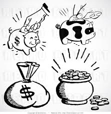 Digital Retro Collage Of Money Sack Piggy Banks And Coins Money Sack Clip Art Vintage Retro Vector
