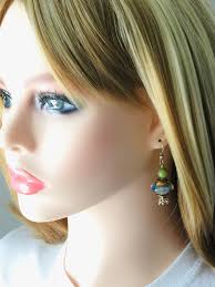 Spring Jewelry, Boho Jewelry, Green & Blue Dangle Earrings, Gift Women's  Earrings, Birthday Gift, Green, Dangle Earrings