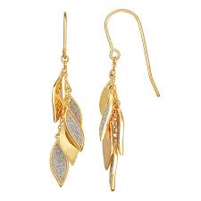 So, expect all of the compliments when wearing. 18k Gold Over Silver Glitter Dangle Wire Earrings