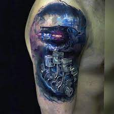 5,153 likes · 51 were here. Watercolor Style Incredible Shoulder Tattoo Of Smoking Car And Engine Parts Tattooimages Biz