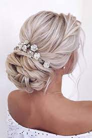 Wedding Hairstyles 2019 Low Volume Bun On Blonde Hair With Accessories American Salon Hair Styles Hair Jewels Wedding Hair And Makeup