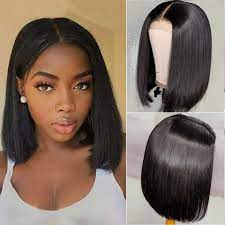 Arabella Human Hair Straight Hair Bob Wigs 4x4 Lace Front With Baby Hair 15a Grade In 2021 Straight Human Hair Bob Lace Front Wigs Short Hair Wigs