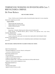 Recoltare urina pentru urocultura si sumar urina: Rc7a