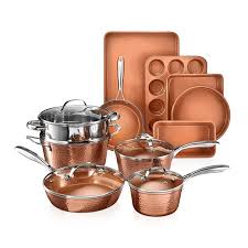 Best copper cookware sets buyer's guide. Gotham Steel Hammered Copper 15 Piece Ceramic Non Stick Cookware Set Reviews Wayfair