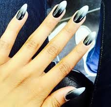 Almond Black And Grey Ombre Nails 45 Pointy Almond Nail Designs Worth Trying Black Ombre Nails Ombre Nails Almond Nails Designs