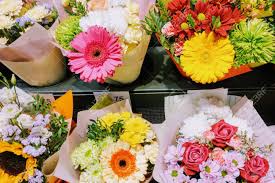When you buy flowers from our online store, you will benefit from the expertise of talented florists. View Of A Shelf With Bouquets Of Flowers In A Flower Shop Background Stock Photo Picture And Royalty Free Image Image 128542335
