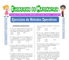 El modelo de ficha típico incluye diferentes multiplicaciones, por ejemplo, 4 x 5, seguidas por el signo de igual a (=) para que los niños completen asimismo, hay fichas que contienen las multiplicaciones dentro de una tabla o circunferencia, para que los niños completen los espacios vacíos con los. Ejercicios De Metodos Operativos Para Primero De Secundaria