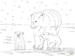 Polar Bear Mother With Two Cubs Super Coloring Polar Bear Coloring Page Bear Coloring Pages Polar Bear Color