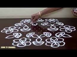 15 Dots Kolam Diwali Rangoli Interlaced Dots Chukkala Muggulu How To Draw Youtube Diwali Rangoli Kolam Rangoli Lotus Rangoli