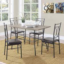 Get 5% in rewards with club o! Dorel Living Shelby 5 Piece Rustic Wood And Metal Dining Set Walmart Com Walmart Com