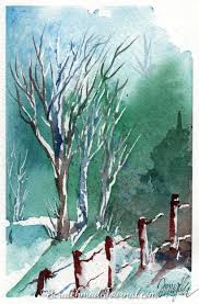 This was a bit out of my comfort zone. 10 Minute Winter Woodland Watercolor Tutorial Scratchmade Journal