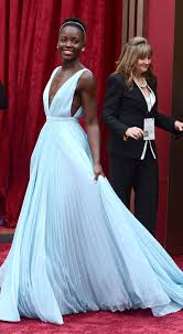 I Love This Pale Blue Pleated Prada Gown Worn By Best Supporting Actress Lupita Nyong O At The Oscars 2014 3 Spring 2014 Nice Dresses Oscar Fashion Dresses