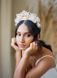 Gold Clay Flower Crown, Vintage Headpiece, Silver Leaf Tiara, Rose Gold  Bridal Headband, Statement Hairpiece, Ivory Hairband, JOSEFINA
