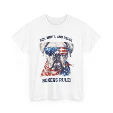 White Boxer Dog Shirt 4th of July, Fourth of July T Shirt for Boxer Mom,  Boxer Tshirt, Patriotic Shirt for Dog Dad, Boxer Tee Shirt