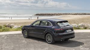 The suv without a starter motor. 2019 Porsche Cayenne E Hybrid Color Moonlight Blue Metallic Rear Three Quarter Caricos