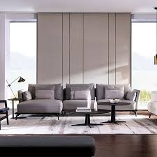 意式极简l型沙发欧式全真皮沙发组合