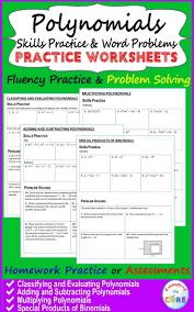 This Resource Includes 4 Polynomial Practice Worksheets 40 Questions Each Worksheet Includes Two Sections Polynomials Word Problems Word Problem Worksheets