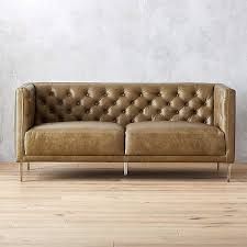 Seatback and sides are fully tufted in rich brown leather that will continue to patina with character, year after year. Savile Leather Tufted Apartment Sofa Reviews Cb2