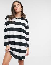 Asos Design Oversized T Shirt Dress With Long Sleeve In Black And White Stripe Asos Choose from contactless same day delivery, drive up and more. asos design oversized t shirt dress with long sleeve in black and white stripe