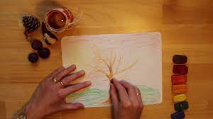 Waldorf Diy Drawing With Stockmar Block Crayons Autumn Tree Youtube Chalkboard Drawings Crayon Drawings Block Crayon Drawing