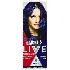 There are a variety of shades and permanence which come with these products so please keep those in mind as we begin reviewing. Schwarzkopf Live Colour Ultra Brights Electric Blue The Warehouse