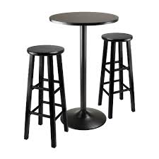 Bar table set counter high table set deciduous table set with 4 chairs suitable for bar breakfast table kitchen room. 3 Piece Obsidian Bar Height Pub Table Set With Bar Stools Wood Black 29 Winsome Target