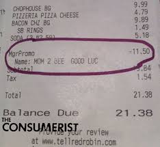 Red Robin Receipt Has A Nice Surprise For Pregnant Woman Restaurant Management Random Act Random Acts Of Kindness