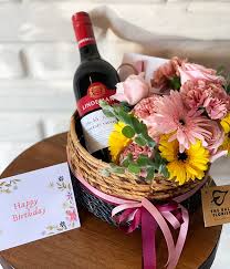 Hampers make a wonderful gift for any occasion, not just birthday or christmas! Wine And Chocolates In A Basket Flower Shop In Bali Best Delivery In Bali The Bali Florist