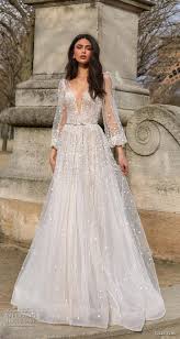 Julie Vino 2019 Paris Bridal Long Bishop Sleeves Deep V Neck Heavily Embellished Hair Styles 2018 Wedding Dress Long Sleeve Wedding Dresses Romantic Wedding Dress Styles