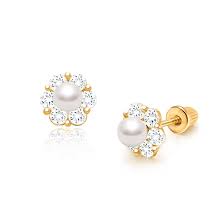 4mm diamond cut classic round baby/children's earrings, screw. Regal Radiance Clear Cz Baby Children S Earrings Screw Back 14k Gold 14k Rose Gold Earrings Childrens Earrings Screw Back Earrings
