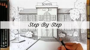 How To Draw A School Building In One Point Perspective Back To School Drawing Drawing One Point Perspective Point Perspective Perspective Drawing Architecture