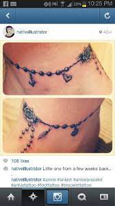 I Want Charms To Separate My Loved Ones Names On My Rosary Ankle Bracelet Tattoo Charm Bracelet Tattoo Tattoo Bracelet