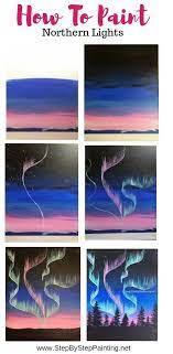 how to paint northern lights step by step painting northern lights painting simple acrylic paintings small canvas art