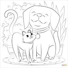 Klik hier om kat en hond spelletjes te spelen op speeleiland.nl: Kleurplaat Hond En Kat Hondenspeciaalzaak Pets Place Heeft Een Ruim Assortiment Aan Hondenproducten En Hondenaccessoires
