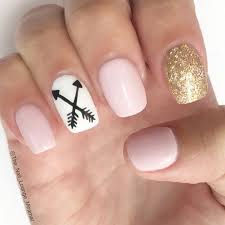 Summer may generally be considered pedicure season, but don't neglect your manicure in the meantime. Pink Gold Awesome Spring Nails Design For Short Nails Easy Summer Nail Art Ideas Arrow Nails Nails Short Nail Designs
