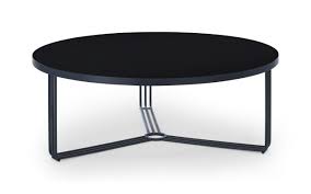 The metal, hairpin legs are easily installed with. Large Circular Coffee Table Black Glass Top Black Frame
