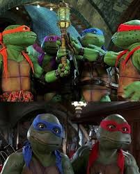 Photos of the original costumes from Teenage Mutant Ninja Turtles III  (1993) at auction via @prop_store Each suit was hand-crafted for the  actors, combining sculpted foam, fabric, and painted details to bring