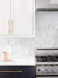 Elegant White Rhomboid Backsplash Tile Backsplash Com Backsplash For White Cabinets White Tile Kitchen Backsplash White Kitchen Tiles