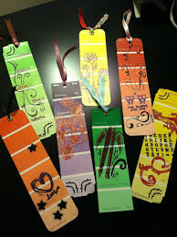 Decorated Paint Color Samples Turned Into Bookmarks Crafts For Kids To Make Craft Activities For Kids Convention Gifts