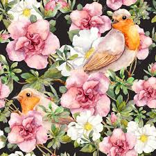 Meadow with butterflies birds and herbs seamless watercolor floral pattern. Watercolor Birds And Watercolor Flowers Seamless Floral Pattern Stock Photo Picture And Royalty Free Image Image 45707390