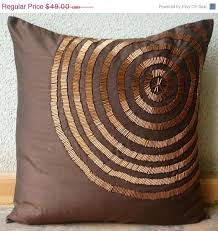 Decorative Brown Pillow Case 24x24 Etsy Beaded Pillow Brown Decorative Pillows Silk Throw Pillows