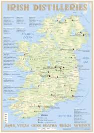 Map With All Irish Whiskey Distilleries Medium Size 42 X 60 Cm Tasting Map Whiskey Distillery Irish Whiskey Whisky