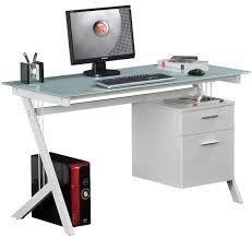 Target marketing systems glass computer desk can be extremely alluring at least in terms of design. Pc Desk With Two Drawers In Stainless Steel And Tempered Glass Computer Desks Office Furniture Office