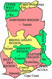 Detailed map of ghana and neighboring countries. Map Of Ghana Showing Regions 15 Download Scientific Diagram