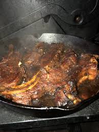 Homemade Sticky Pork Ribs In Cast Iron Pan Food Recipes Sticky Pork Ribs Sticky Pork Pork Ribs
